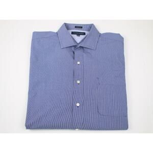 Tommy Hilfiger Mens Dress Shirt 16-1/2  32-33 Blue Boardroom Chic Button Down